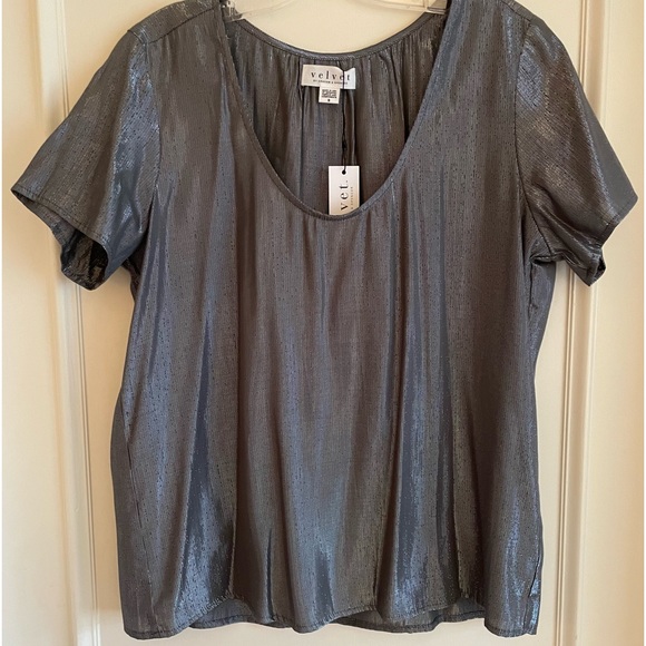 NEW VELVET by Graham & Spencer Shimmer Metallic Blouse/Top Size Small - Picture 2 of 14